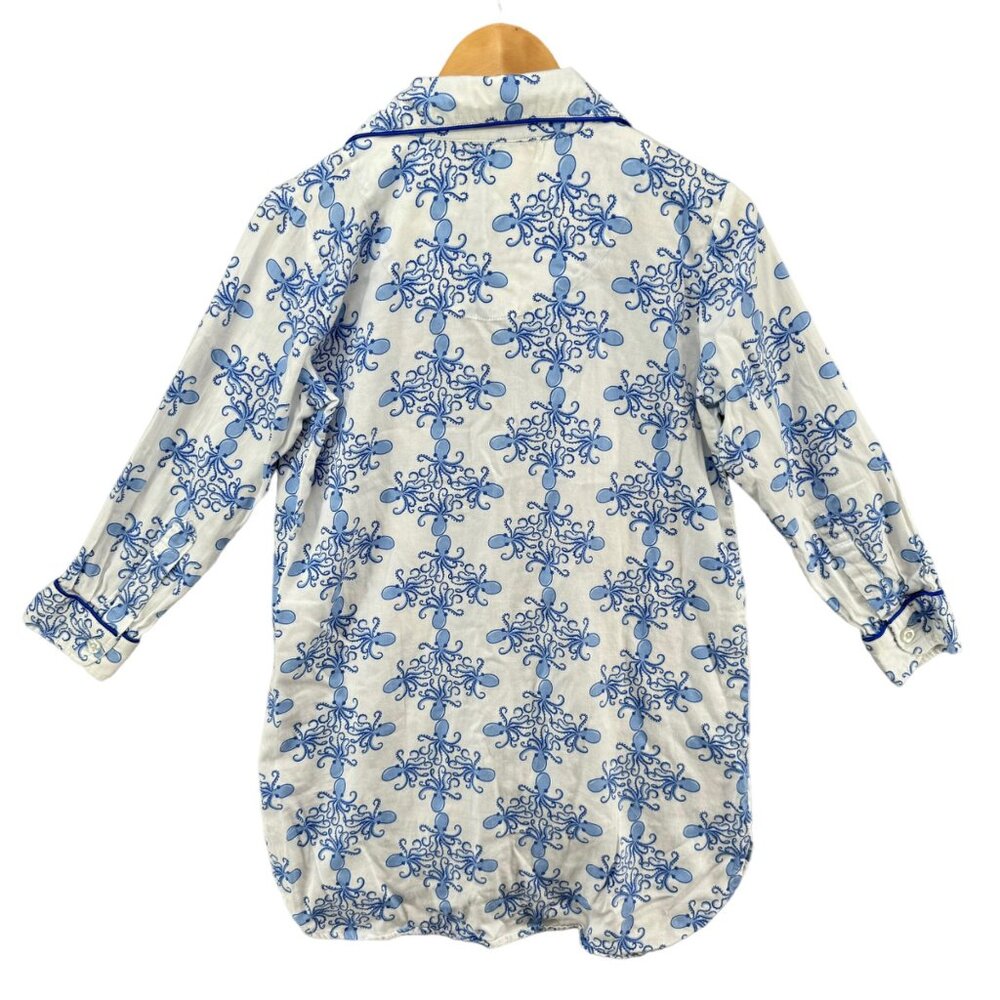 Jayes Studio Sleep Dress Womens Blue Octopus Long Sleeve Cotton Sateen Sz XS - Picture 3 of 10